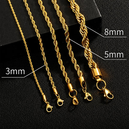 Chain Link Curb Necklace Men Women Stainless Steel Gold