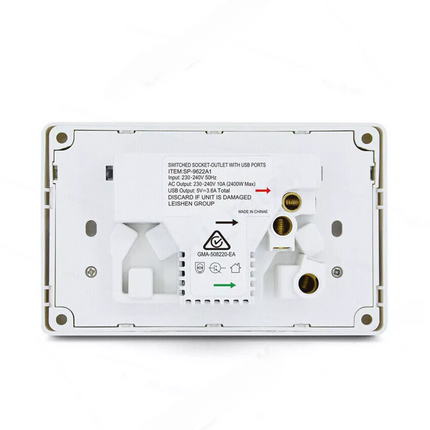 5X FAST Charge 3.6 amp Dual USB+Type-C Double Power Point GPO Wall Outlet Supply