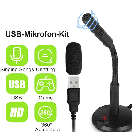 Desktop Mini USB Stand Microphone Mic For Desktop Laptop PC Computer