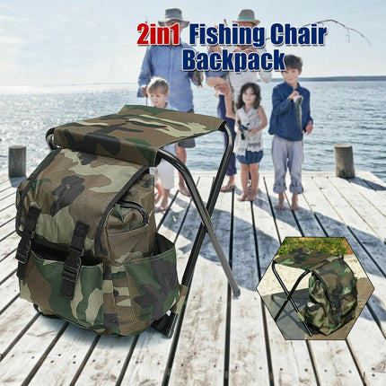 2 in 1 Folding Fishing Chair Bag Fishing Backpack Chair Stool Wear-resistant