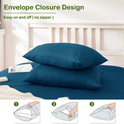 2000TC Bamboo Cooling Quilt Cover Set Silky Soft Touching Comfort For All Season Queen Biscay blue