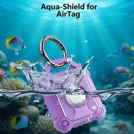 Purple Apple AirTag Protective Case Waterproof TPU Cover Air Tag Tracker Loop Holder