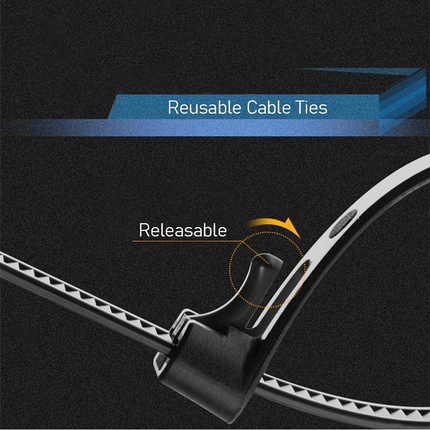 120X Cable Ties Zip Nylon Plastic Releasable Reusable Wraps Ratchet Wire