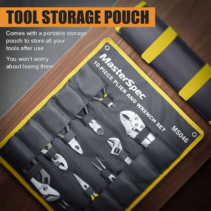 10Pcs Hand Tool Set Pliers Set w/ Storage Pouch for Home Maintenance
