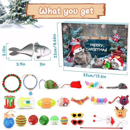 Cat Advent Calendar Christmas Countdown Calendar for Kitten Toys 24 PCS