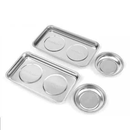4Pc Stainless Steel Magnet Tool Tray Parts Holder Automotive Repair Tool