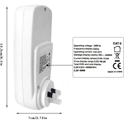 Plug 240V Watt Meter Power Energy Monitor Equipment Electricity Usage Socket