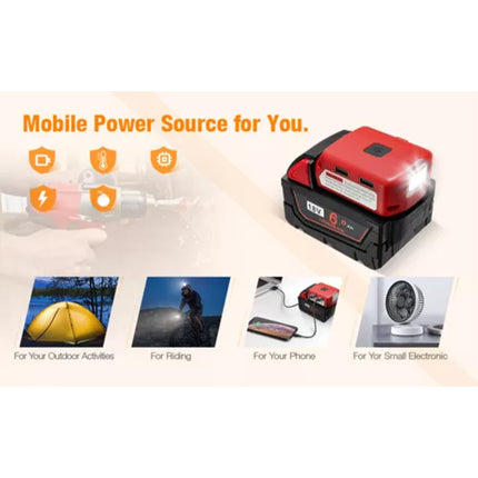 Dual USB Port Phone Charger Adapter Li-ion Battery For Milwaukee 18V/20V Battery