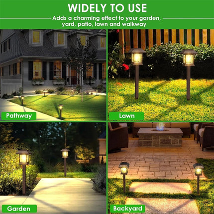 6PCS Garden Lights Lamp Post LED Solar Powered Walkway Outdoor Lantern Patio Pathway