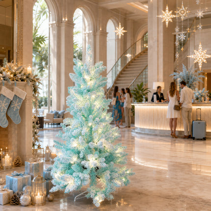 150cm Ice Blue Artificial Christmas Tree 160 LEDs Lighted Spruce Indoor Modern Decor PET
