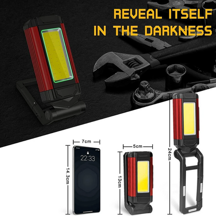 2pcs Rechargeable LED Work Light Portable Inspection Lamp Magnetic Folding COB Torch