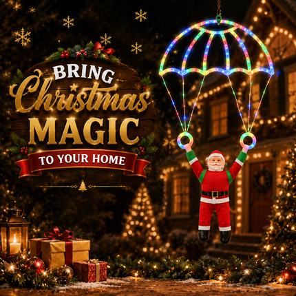 Solar Christmas Parachute Santa Light LED Hanging Xmas Yard Decor Gift