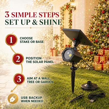 Solar & USB Outdoor Laser Projector Light 6-in-1 Starry Garden Light IP65 Waterproof
