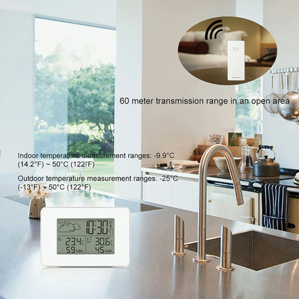 Digital LCD Indoor & Outdoor Weather Station Clock Thermometer Wireless Sensor