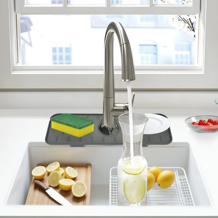 2pcs Silicone Faucet Drain Pad Drip Catcher Tray Kitchen Sink Splash Guard Slip Mat