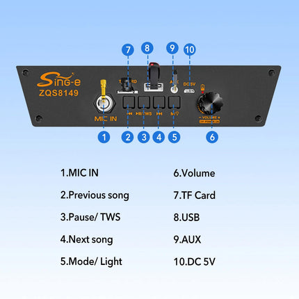 2000W 8" Bluetooth Speaker Stereo Subwoofer Heavy Bass Sound Karaoke Machine Mic