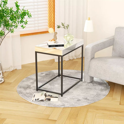 Ornate Mirrored Side End Table Coffee Table Bedside Table Nightstand HD GlassTop