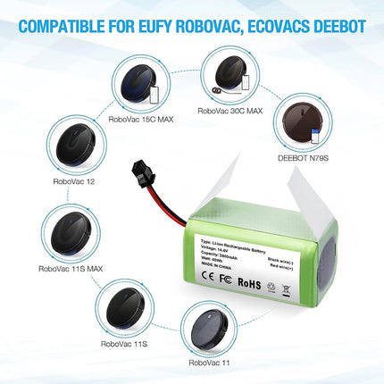 Replacement Battery for Eufy RoboVac 35C 11 11S MAX 12 15 2800mAh Li-ion Battery