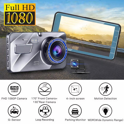 1080P Car Dash Camera Dual Front and Rear Video DVR Recorder Night Vision Kit