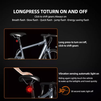 Smart Bicycle Rear Light Bike Tail Light Brake Sensor Taillight Brake Light USB