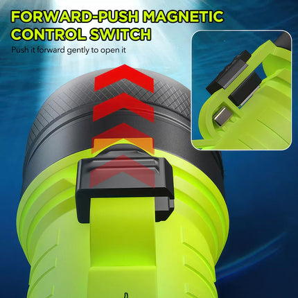 Scuba Diving Flashlight Rechargeable Dive Light Underwater Torch IPX8 Waterproof