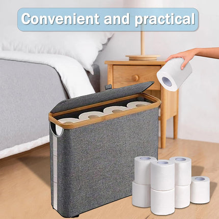 Toilet Paper Holder Bathroom Organizer with Lid Paper Storage Basket Collapsible