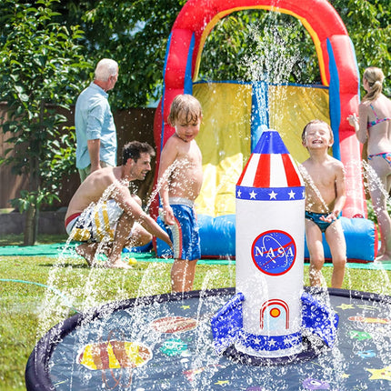 Sprinkler Water Play Mat Rocket Splash Outdoor Inflatable Pad Pool Fun Kids