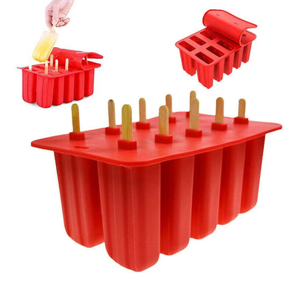 Silicone Ice Mould Cream Block Molds icy Pole Jelly Pop Popsicle Maker 10 Frozen