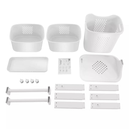 Laundry Basket Clothes Washing Storage Hamper Bin Wheeled Removable 3 Tier Shelf