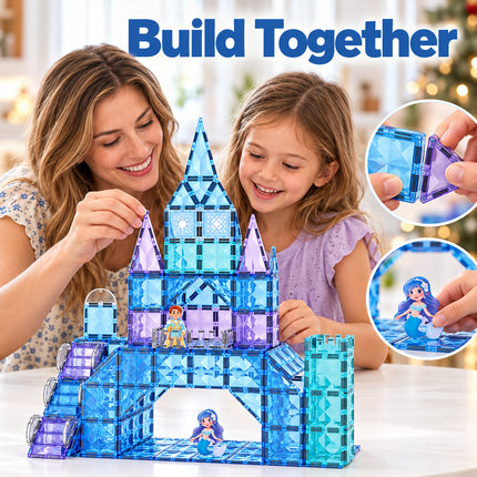 82 Pcs Diamond Magnetic Tiles Mermaid Castle 3D Building Set Christmas Gift