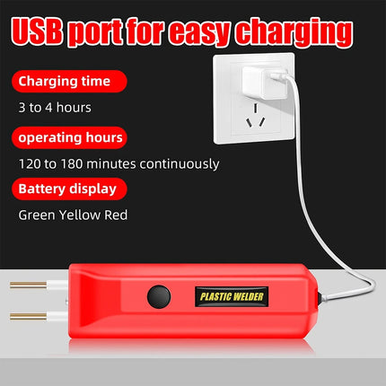Hot Stapler Gun Plastic Welder Repair Car Bumper Welding Machine with 200 Staple Black