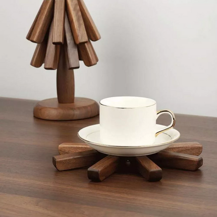 Wooden Trivets for Hot Dishes Tree Shape Trivet Set Coaster for Teapot