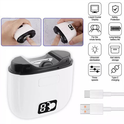 Electric Toe Nail Clippers Automatic With Light Trimmer USB Rechargeable