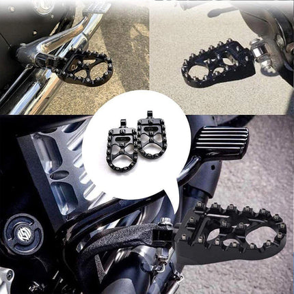 2Pcs Wide Fat Foot Pegs MX Style Footpegs Fit for Harley Dyna Sportster Bobber