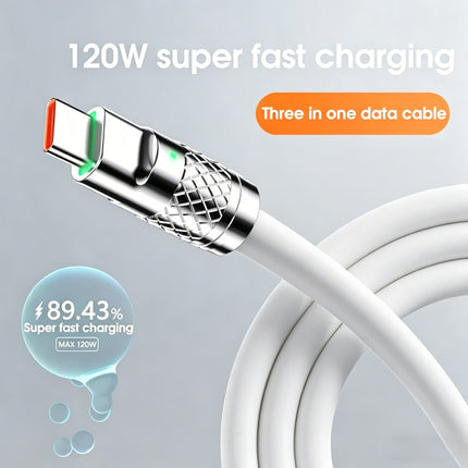 White 3 IN 1 120W Fast Charging Cable Charger USB Type C iPhone Samsung Durable Au
