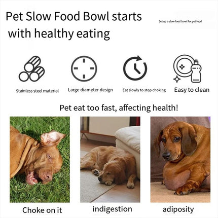 Slow Feeder Dog Bowls 304 Stainless Steel Metal Dog Food Bowl Non-Slip Base