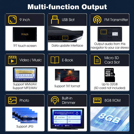 9" Touchscreen GPS Navigation Truck Navigator with Free Australia Map