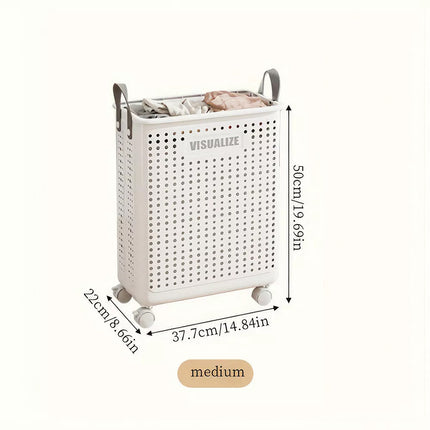 Foldable Laundry Basket Washing Clothes Storage with Wheels Dirty Clothes Hamper M