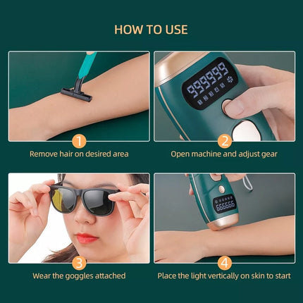 990,000 Laser IPL Permanent Hair Removal Machine Face Body Skin Painless Epilator Beauty Green
