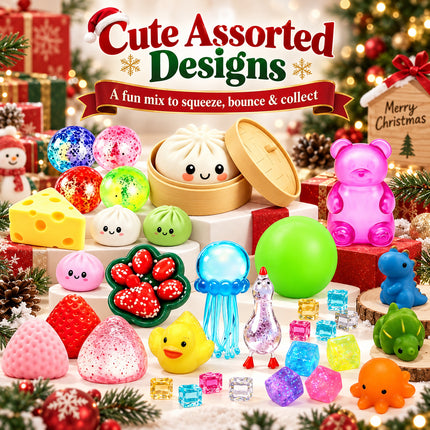 24PCS Christmas Bao Bun Squishy Advent Calendar Mystery Box Slow Rising Fidget Toy Gift Set