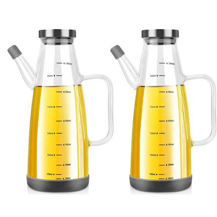 2pcs Dispenser Vinegar Bottle Cooking Pot Pourer Olive Oil Kitchen Lead-Free with Lid