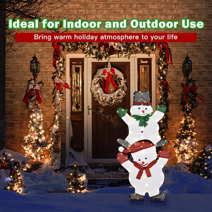 1.4M Christmas Lighted Double Snowman Decor Xmas Home Outdoor Yard Garden Sign