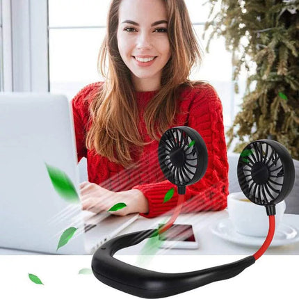 Neck Fan Headphone Design Wearable Portable USB Rechargeable Hand Free Personal