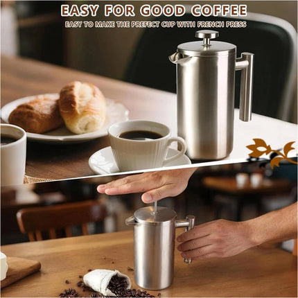 350ML Stainless Steel Cafetiere French Press Filter Coffee Plunger Pitcher