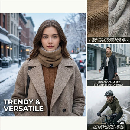 For Women Men Neck Warmer Tube Winter Knitted Scarf Thermal Warm Thicken Chunky Brown