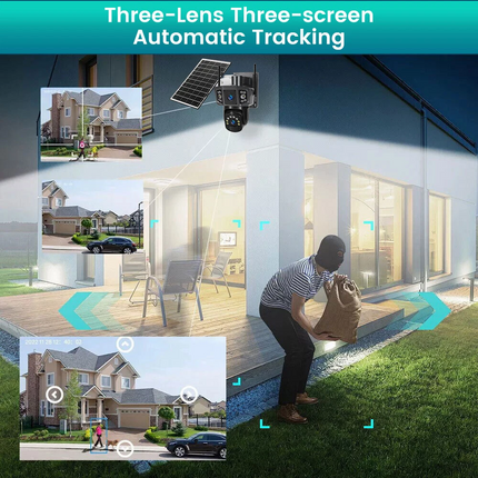 9MP Wireless Dual-Lens Outdoor Solar Security Camera System PTZ IP WIFI CCTV Cam