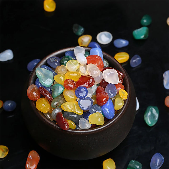 1KG 7-9mm Mixed Agate Crystal Chips BULK Grade Natural Gemstone Polished Stones