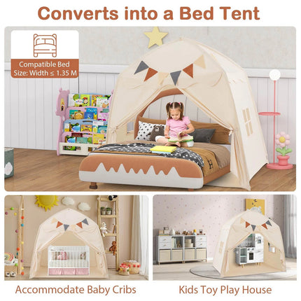 Indoor  Outdoor Dome Teepee Style Play Tent, Portable Playhouse with Bright LED Lights and Decor Flags