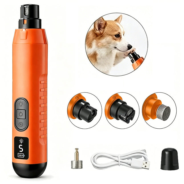 Pet Clippers Dog Cat Nail Claw Grooming Grinder Trimmer Electric Nail File Orange