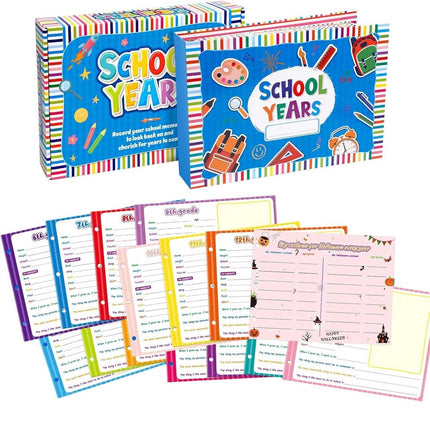 School Memory Book Scrapbook, Photo Album with Keepsake Pocket from